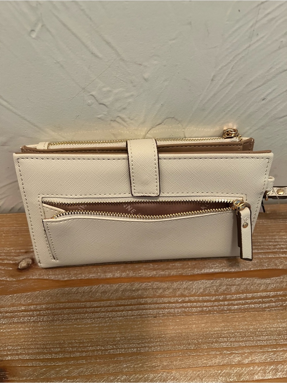 Anne Klein Cream Wristlet Clutch with Gold Hardware - Picture 5 of 8